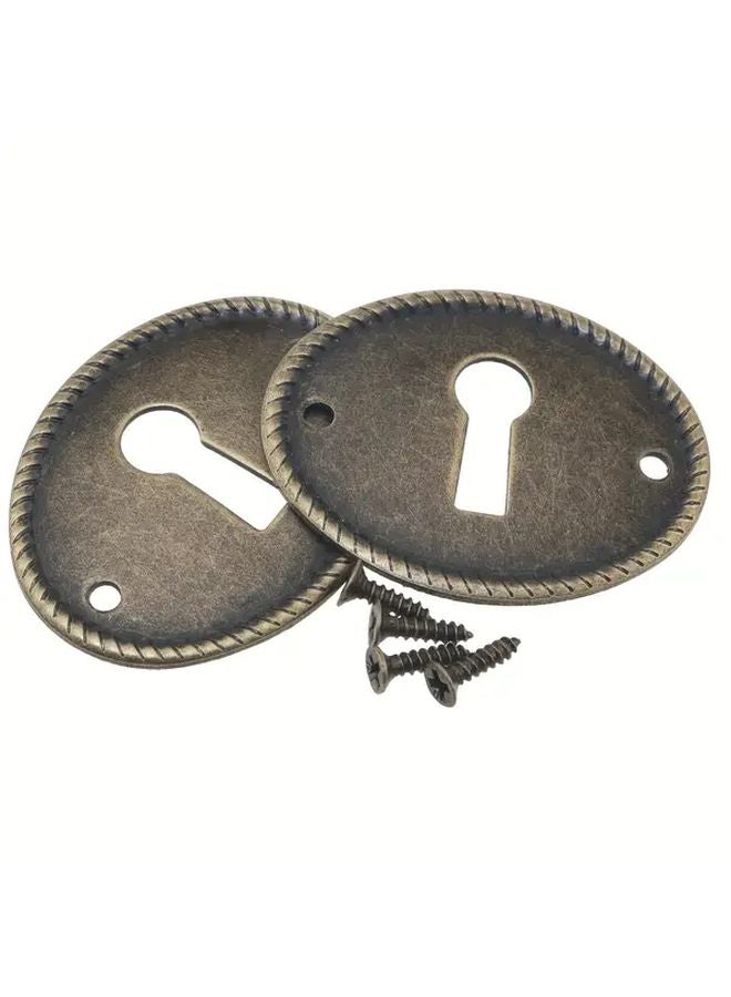 8pcs Vintage Oval Drawer Keyhole Covers Antique Iron Eyelet Plugs Cabinet Hardware - Image 4